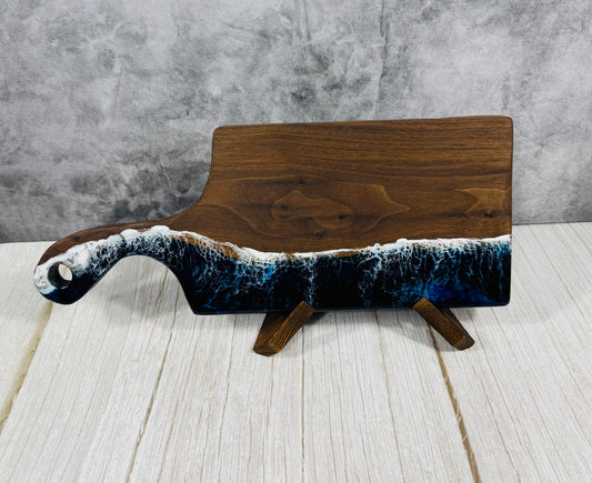 Beach wave Resin and Solid Black Walnut Charcuterie Board Cutting Board cheese Board