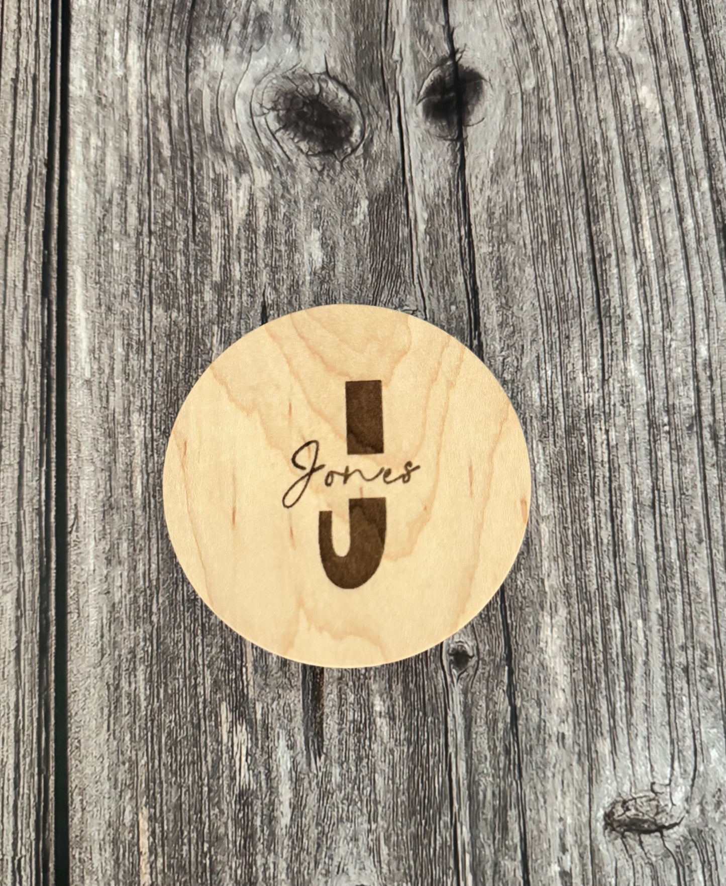 Personalize Puck Style Bottle Opener Maple or Black Walnut 2.75"