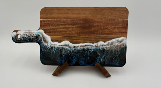 Beach Ocean Theme Wood And Resin Charcuterie Board Cheese Board Acacia Wood