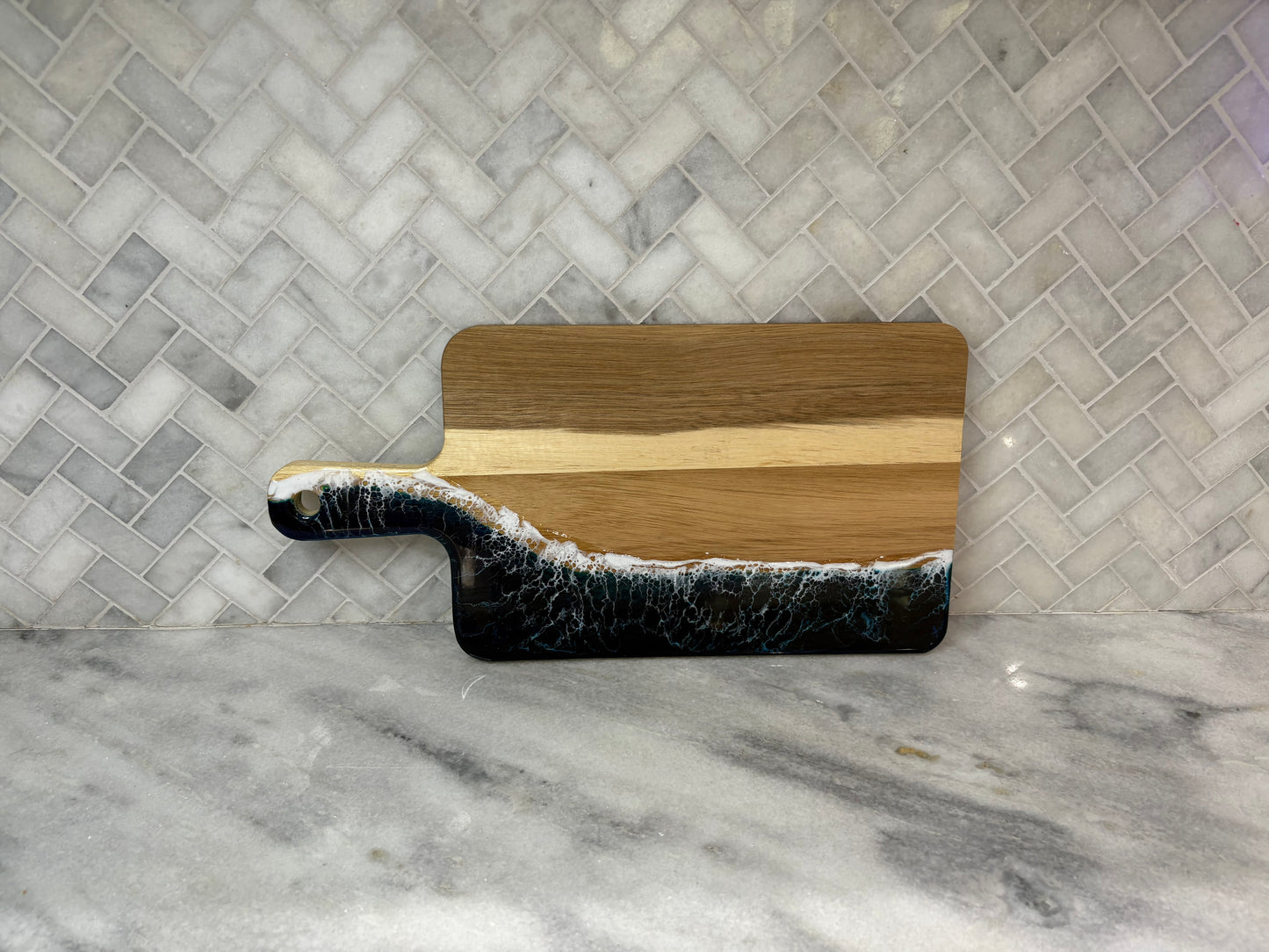 Beach Ocean Theme Wood And Resin Charcuterie Board Cheese Board Acacia Wood