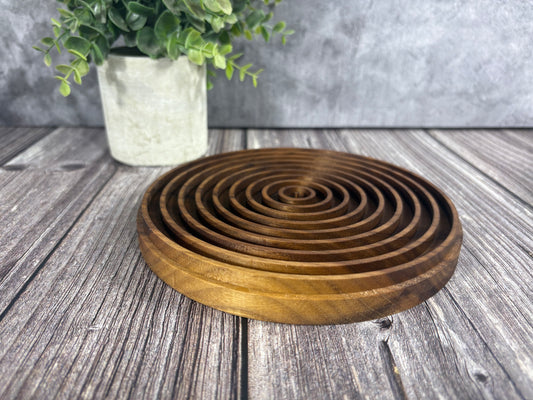 Black Walnut wood round trivet hot plate 6.75" handcrafted made in the USA