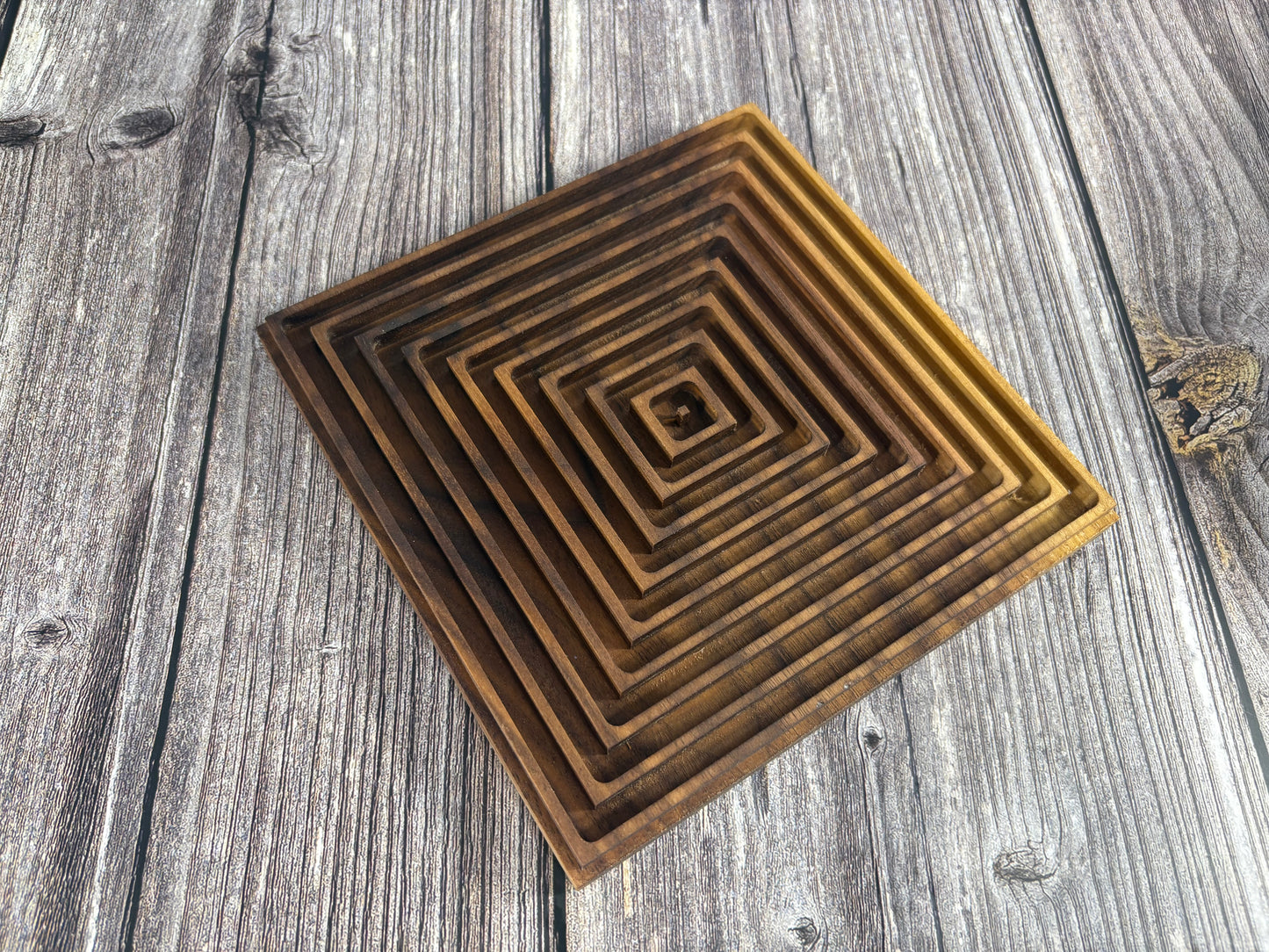 Black Walnut wood square trivet hot plate 6.75" handcrafted made in the USA