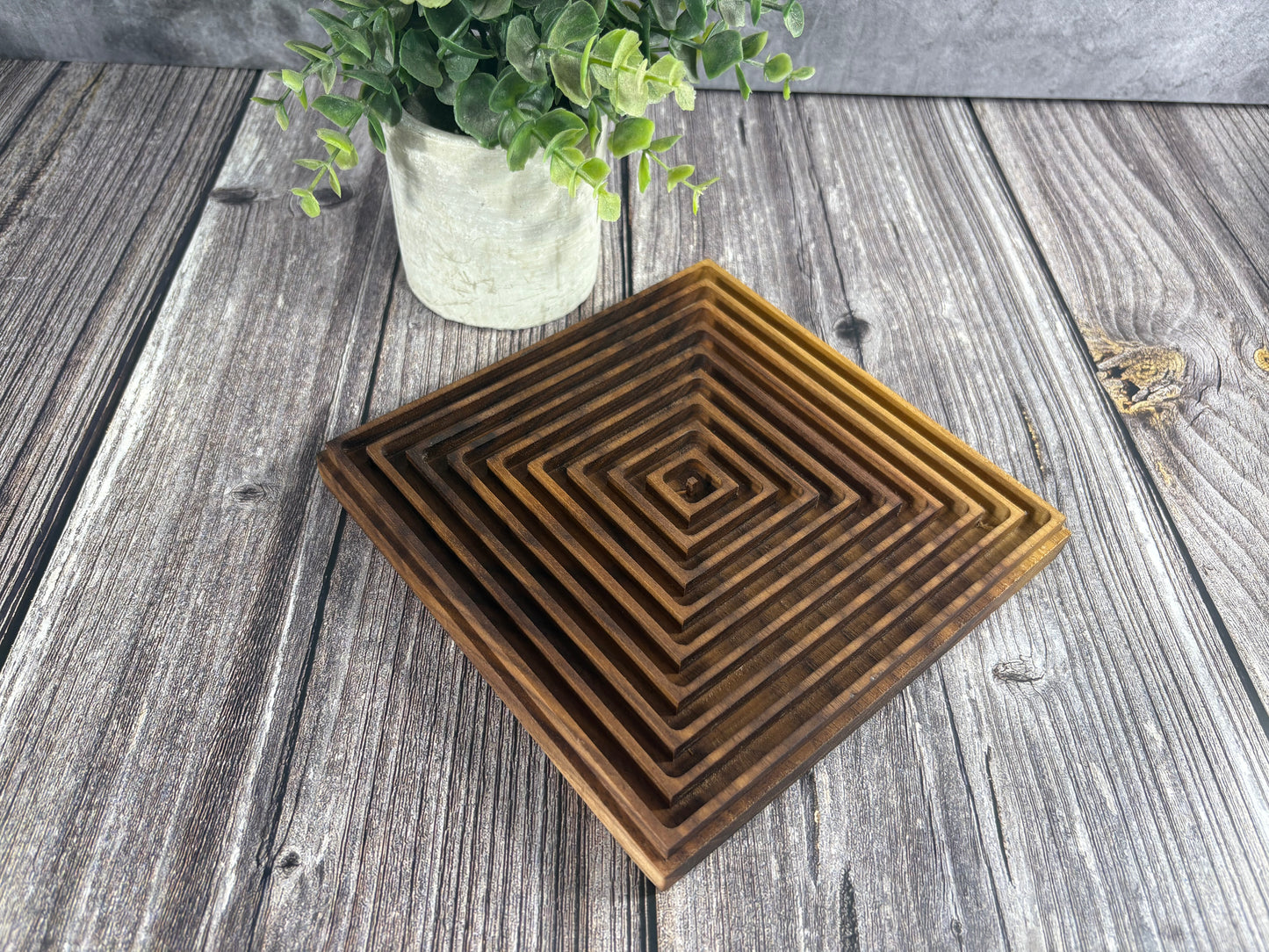 Black Walnut wood square trivet hot plate 6.75" handcrafted made in the USA
