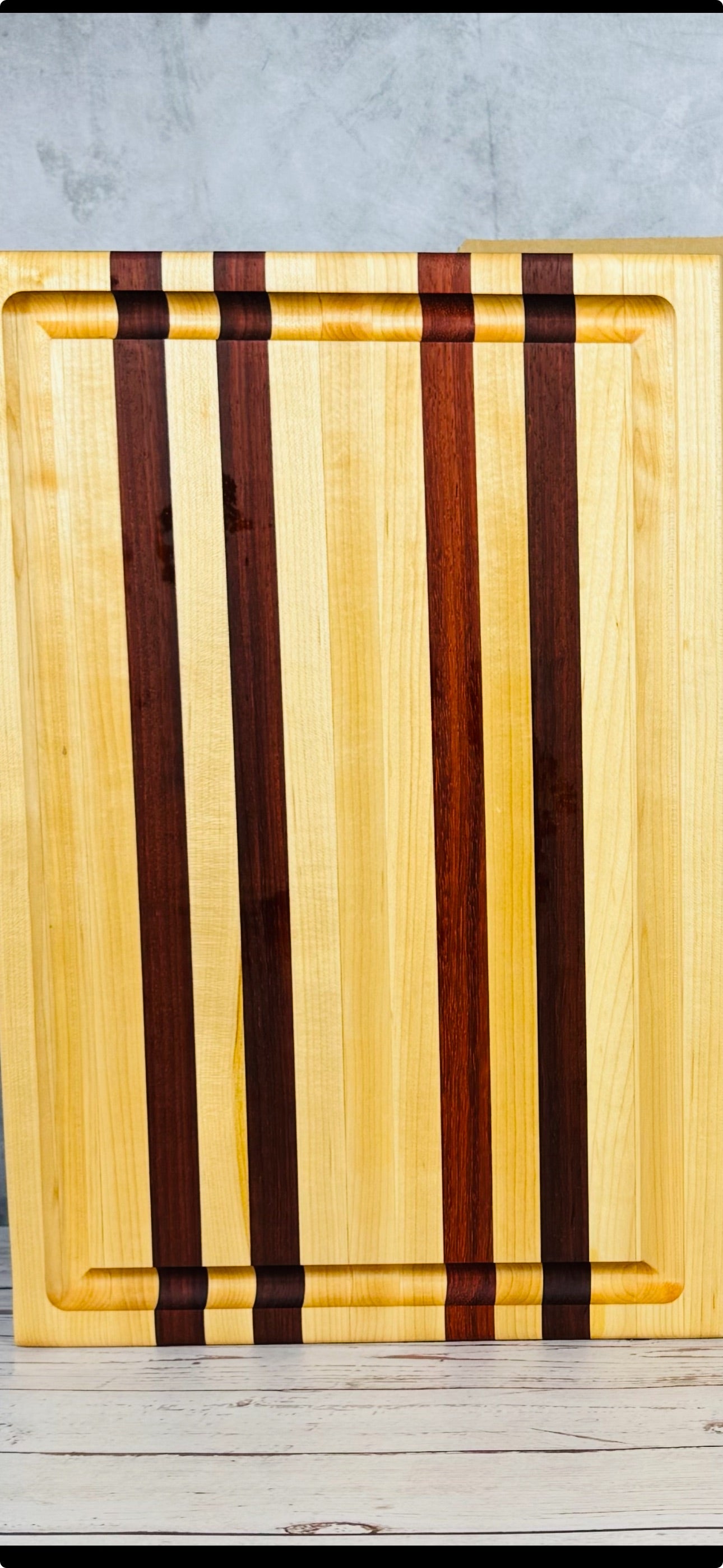 Classic  Edge Grain Cutting Board Set with Cheese Board Choice of Maple with Purple Heart or Black Walnut or Paduak Wood