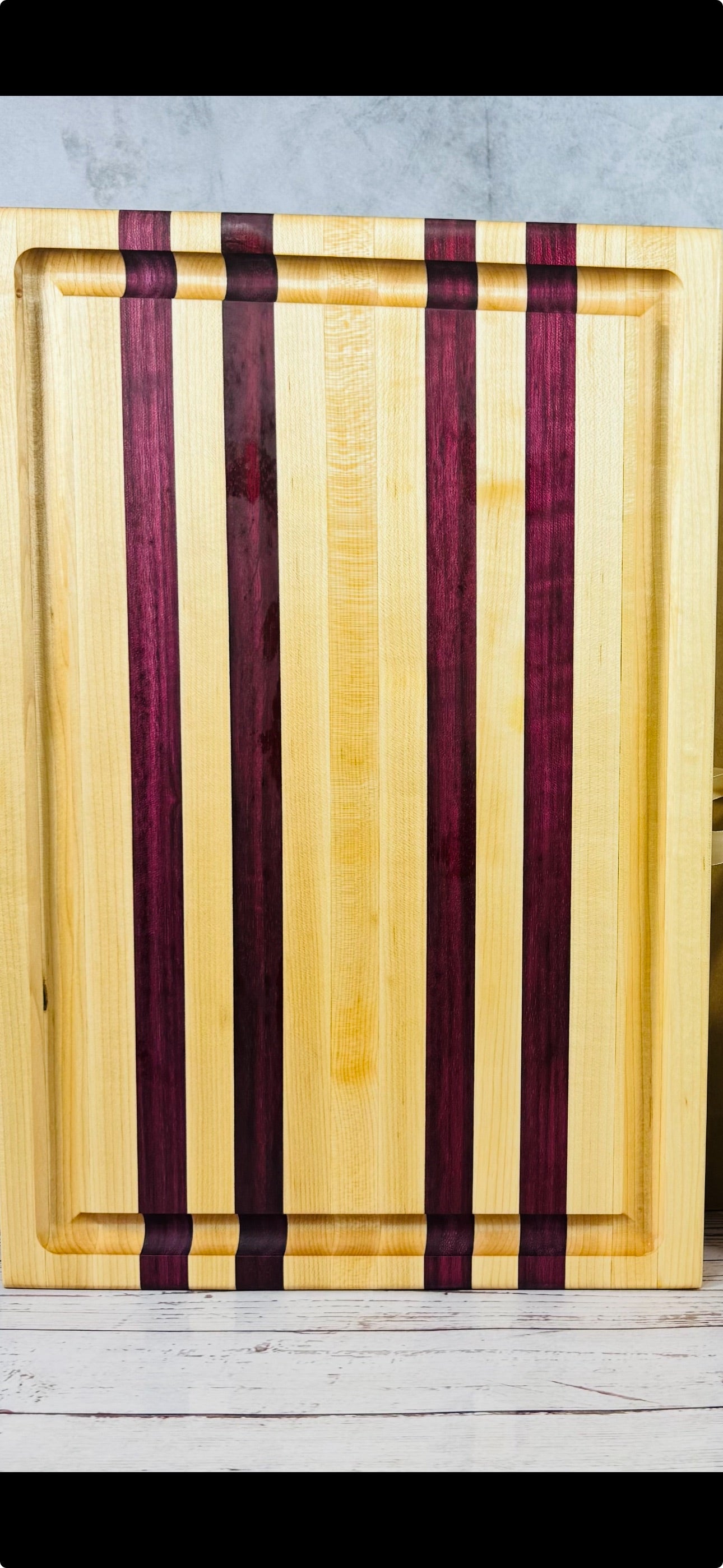 Classic  Edge Grain Cutting Board Set with Cheese Board Choice of Maple with Purple Heart or Black Walnut or Paduak Wood