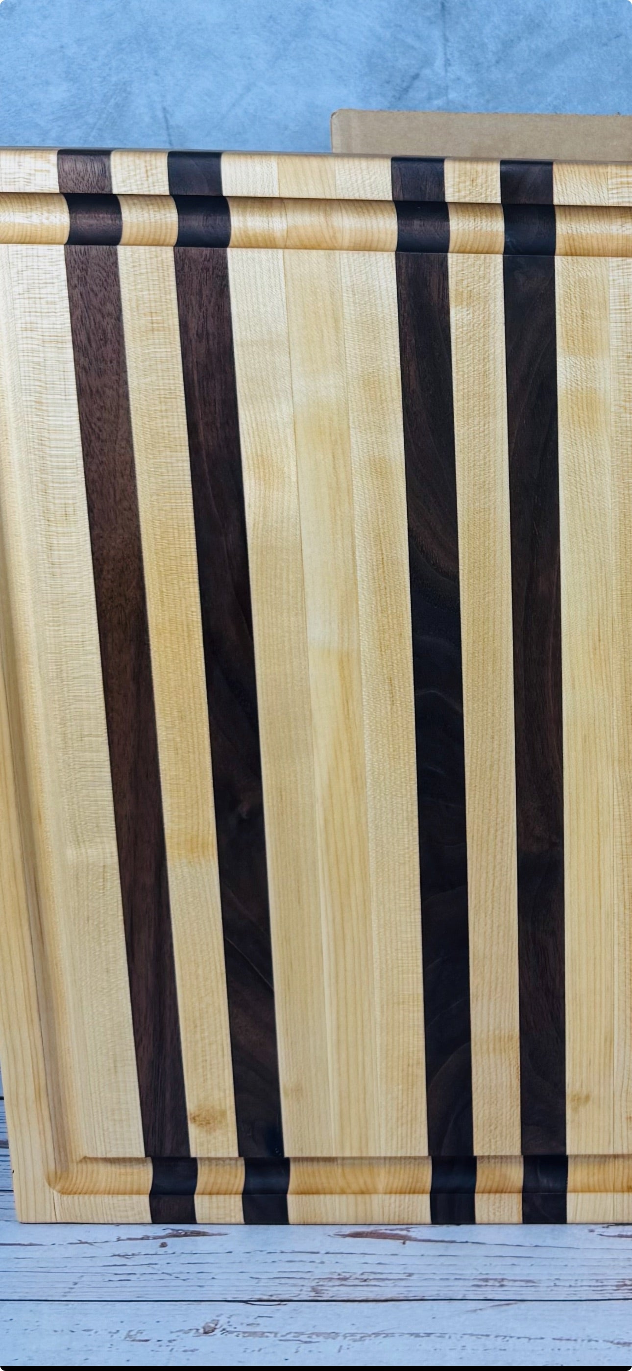Classic  Edge Grain Cutting Board Set with Cheese Board Choice of Maple with Purple Heart or Black Walnut or Paduak Wood